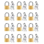 1X(12 Pack Padlock Small Padlock Solid Brass Locks with 3 Key for Luggage4573