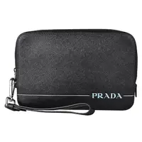 在飛比找momo購物網優惠-【PRADA 普拉達】PRADA SAFFIANO藍字壓印L