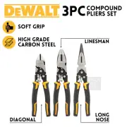 3PC Compound Pliers Set Long Nose Linesman Diagonal Ergonomic Chrome Vanadium