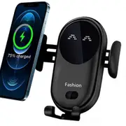 Wireless Car Charger,Qi Fast Charging Auto-Clamping Car Phone Holder, Air Vent Windshield Dashboard Car Phone MountBlack