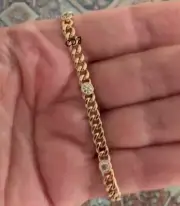8 Inch Round Cut Genuine Moissanite Men's Stylish Cuban Link Bracelet 925 Silver