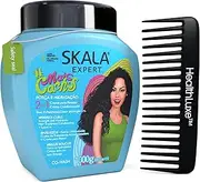 SKALA Mais Cachos Curly Hair Treatment 3ABC - Anti-Frizz, 2-in-1 Conditioning & Detangling Cream, Vegan, 1kg with Wide Tooth Hair Comb - Moisturising, Hydrating, Curl Defining, Sulfate/Silicone Free