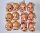 12 Vintage Zims Doll Face Head Arms Thumb Suck Brunette Blonde Blue Brown Eyes