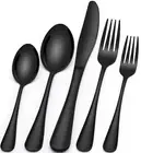 20-Piece Black Silverware Set, Black Flatware Set for 4, Food-Grade Stainless...