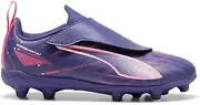 [PUMA] Unisex-Child Ultra Play Hook and Loop Firm Artificial Ground Sneaker, Lapis Lazuli White-Sunset Glow