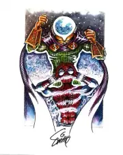 SPIDER-MAN vs MYSTERIO / ORIGINAL ART PRINT SIGNED by JOHN "SMITTY" SMITH w/COA*