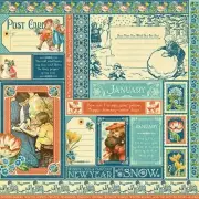Graphic 45 Children's Hour Collection Winter Snow 12 x 12 January Cardstock