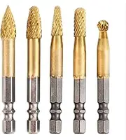 KEWAYO 5PCS Double Cut Carbide Rotary Burrs Set with 1/4 inch Hex Shank Carbide Rotary Burr File Set for Die Grinder Drill, Metal Carving,Polishing,Engraving,Drilling