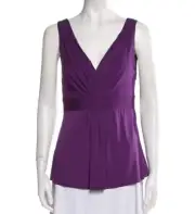 Elie Tahari Sleeveless Hillary Blouse Medium Plum Rayon Side Zipper (New $198)