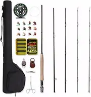 NetAngler Fly Fishing Combo,Lightweight Portable Rod and Reel Kit,Graphite Pole with Carbon Fiber Blanks and Chromed Stainless-Steel Snake Guides 4-Piece,with Carry Bag(5-6#)