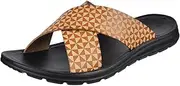 [Harssidanzar] Slide Sandals For Men,Summer Vintage Printing Sandals Slip on Quick-Dry Cross Slide Sandals KM238US