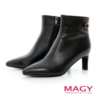 在飛比找momo購物網優惠-【MAGY】柔軟羊皮尖頭高跟短靴(黑色)