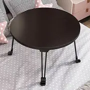 Hbluefat Laptop Bed Desk, 23.6 Inch Round Foldable Lap Tables, Mini Picnic Tables, Portable Study Table, Wood Laptop Stand for Working, Reading, Writing, Eating (Black)