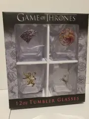 Set 4 Game of Thrones Tumblers Pint Drinking Glasses 12 oz Official HBO New Box