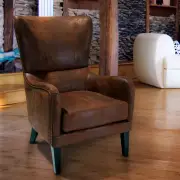 Salerno Brown Fabric High Back Wing Lounge WingBack ArmChair