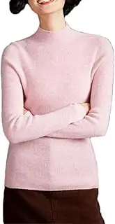 [Generic] Women's Cashmere Sweater Knitted Half High Collar Sweaters Women's Knit Sweater Jumpers Top