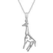 Natural Diamond Accent Giraffe Pendant in Sterling Silver