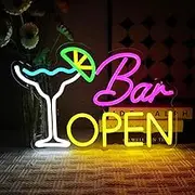 OYCGZV Neon Sign - Bar Open Neon Light Sign for Wall Decor, USB Dimmable LED, 40 x 26.5 cm / 15.75 x 10.43 in, Acrylic Material