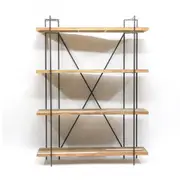 Industrial 4 Tiers Wooden Shelf with Black Frame- CSHWH