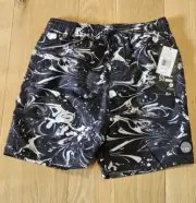 VOLCOM Boys M (10/12) Board Center Swim Trunks Shorts Mesh Lined Black White