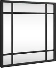 [vidaXL] Black Iron Square Wall Mirror - Minimalistic Home Decor Accessory for Bedroom, Living Room, Bathroom or Hallway