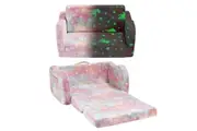 Kids Flip Out Sofa Convertible Couch Lounge Chair Fold Comfy Toddler Bed 2 Seater Childrens Armchair Storage Glow in The Dark