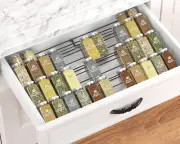 HBlife Steel Spice Rack Insert Organizer 4 Tier Spices Jar Drawer Tray 2 Pack