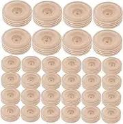 TEHAUX Handmade Wooden Wheels 50pcs Toy Car Wheel DIY Kit for Boys and Girls Crafts