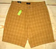 MENS BRIXTON MEDAL BRONZE CASUAL PLAID CHINO SHORTS SIZE 30