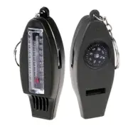 4 In 1 Outdoor Keyring Survival Whistle Compass Magnifying Thermometer Keychain