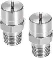 2 Pack Flat Fan Spray Tip, Stainless Steel Cleaner Nozzle - 1/8" Male Thread - 40 Degree 2mm Orifice - High Pressure Fan Nozzle for Pressure Washers
