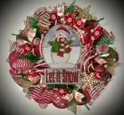 XL Christmas wreath 22 inch peppermint gingerbread Christmas swag glitter balls