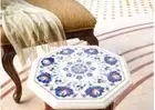 12" Marble Coffee Table Top Inlay Malachite Gemstones Sofa Side Table Top bi
