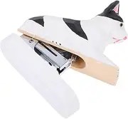 CAXUSD Cute Wooden Animal Stapler Mini Desktop Cat Shaped Stapler Paper Fasteners Wood Carving Statue Portable Office Supplies for Cat Lovers