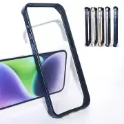 For iPhone 15 Pro Max 15+ Shockproof Matte Non-Slip TPU Metal Frame Bumper Case