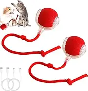 2pcs Interactive Dog Toys Interactive Rolling Dog Ball Chewie Viral Rolling Dog Ball Cat Toys Rolling Ball Electric Dog Ball Toy 360° Smart Automatic Rolling Ball Toy for Indoor Dogs/Cats（Red）