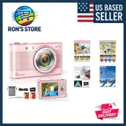 Ergonomic 56MP Digital Camera for Kids - Compact, 16x Zoom, Includes Accessories