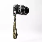 Green Camo Paracord Adjustable Camera Wrist Strap w/ Peak Design Anchor