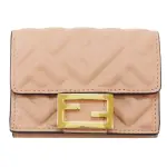 【二手名牌BRAND OFF】FENDI 芬迪 粉色 皮革 BAGUETTE MICRO TRIFOLD 扣式短夾 8M0395