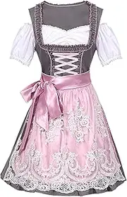 [Generic] Maxi Shirt Dresses Clothing Dirndl Dress Traditional German Beer Festival Costume Chiffon Long Dresses for Women