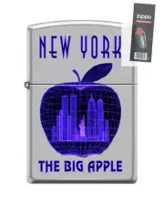 Zippo 201222 New York The Big Apple Chrome Lighter + FLINT PACK