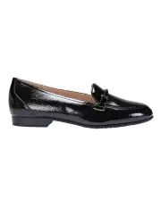 [Easy Steps] Glebe Black Crinkle Patent Flat Shoes