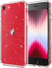 JETech Glitter Case for iPhone SE 3/2 (2022/2020 Edition), iPhone 8/7, 4.7-Inch, Bling Sparkle Shockproof Phone Bumper Cover, Cute Sparkly for Women and Girls (Clear)