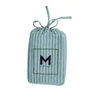 M Home French Linen Fitted Sheet Grey Candy Stripe