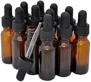 15ml Glass Dropper Bottles, Amber Glass Cosmetic Bottles with Glass Droppers and Black Cap, for Essential Oil and Liquids (12Pcs)