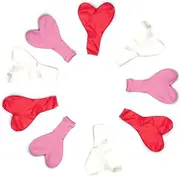 YUESUO Heart Shape Balloons for Valentines Day,Propose Marriage,Birthday Party Graduation 3 Style,12 Inch,Pack of 30 with1 Pink Ribbon (White+Red+pink)