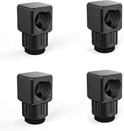 4 Pieces G1/4 Inch 90 Degree Connector Male to Female Extension Adapter Water Cooling Plug 90° Rotatable Metal/Rigid/PETG Hose Connector (Black)