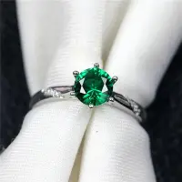 在飛比找Yahoo!奇摩拍賣優惠-戒指一克拉綠寶石戒指女925純銀飾品祖母綠碧璽復古同開口指環