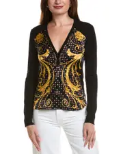 Hale Bob Contrast Silk-Blend Cardigan