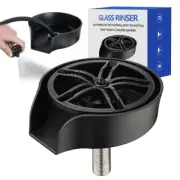 Glass Rinser for Kitchen Sink, Faucet Cup Washer Black with Retractable Faucet